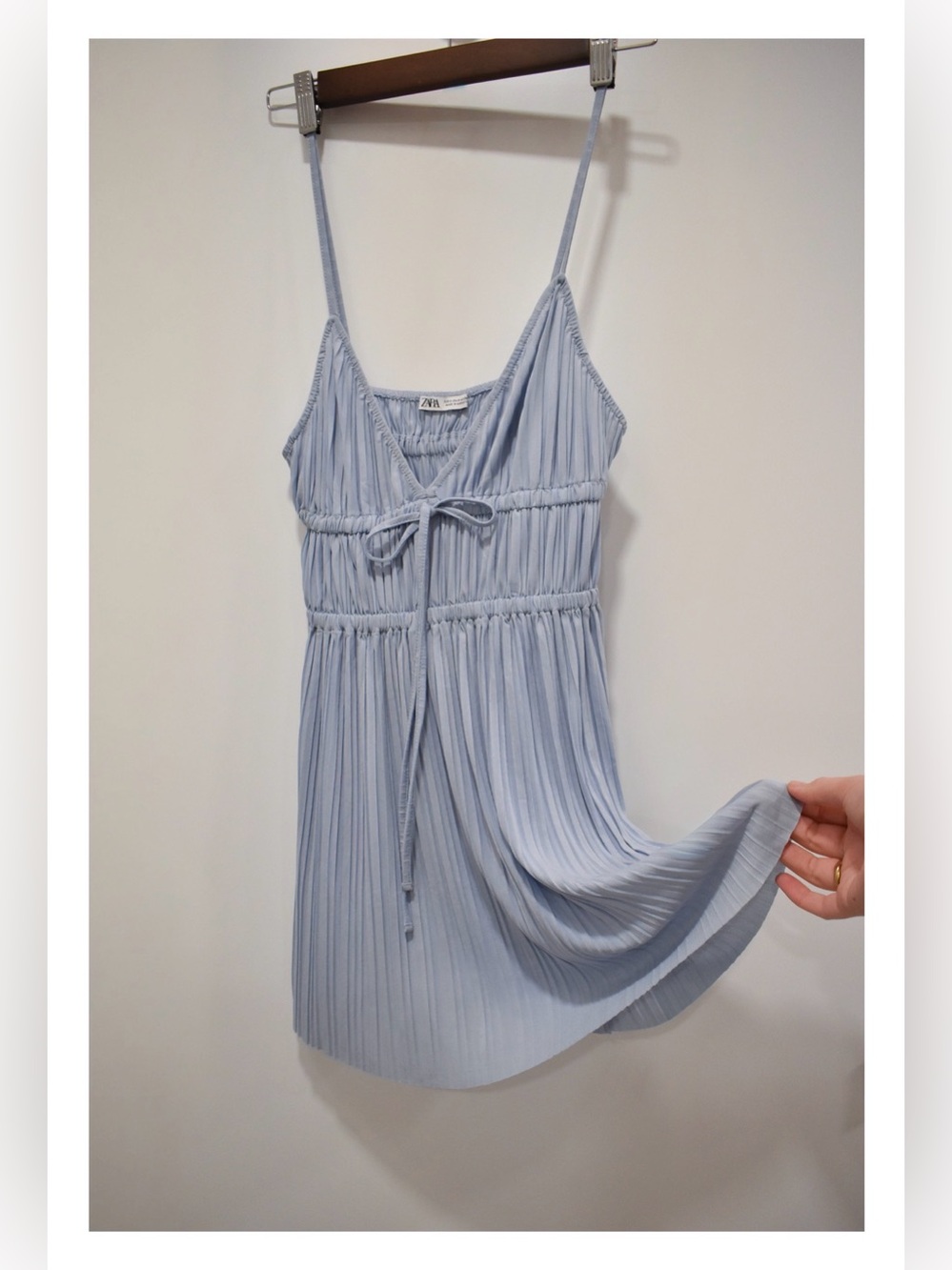 Zara Blue Pleated Tank Top